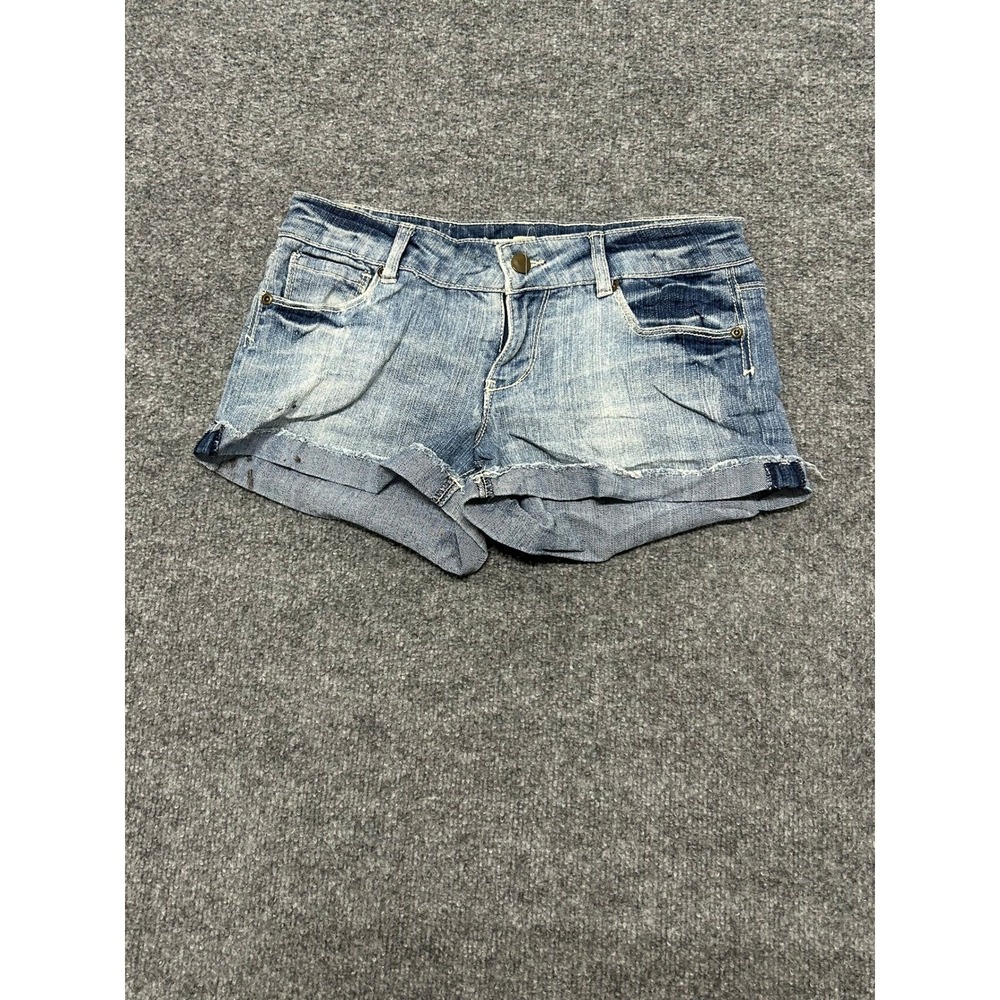 XXI Denim Shorts Womens Size 26 Blue Low Rise Cuffed Raw Hem Casual Stretch